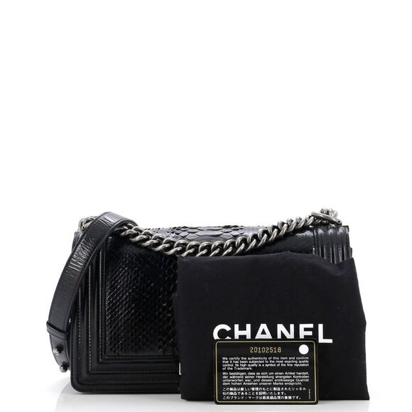 Chanel Boy Flap Bag Python Old Medium Black - Picture 2 of 9